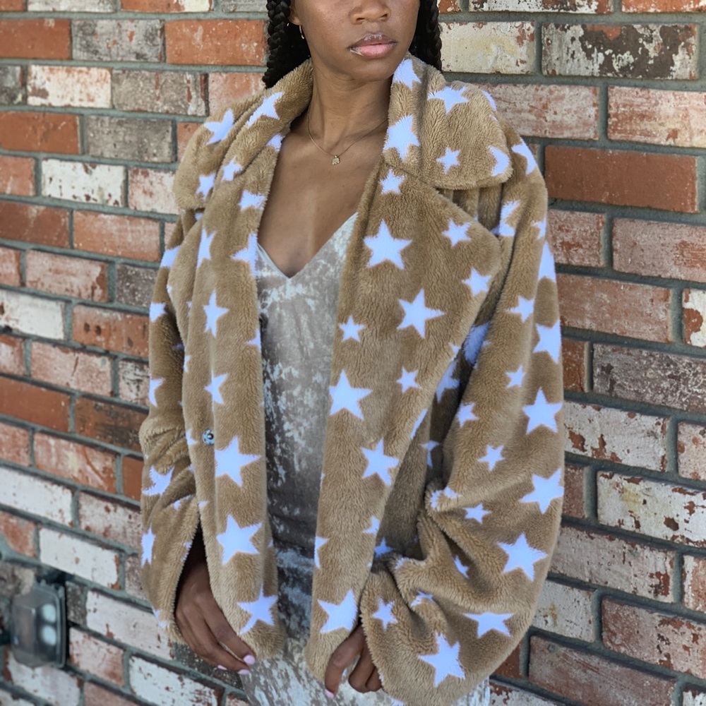 Star Faux Fur Jacket